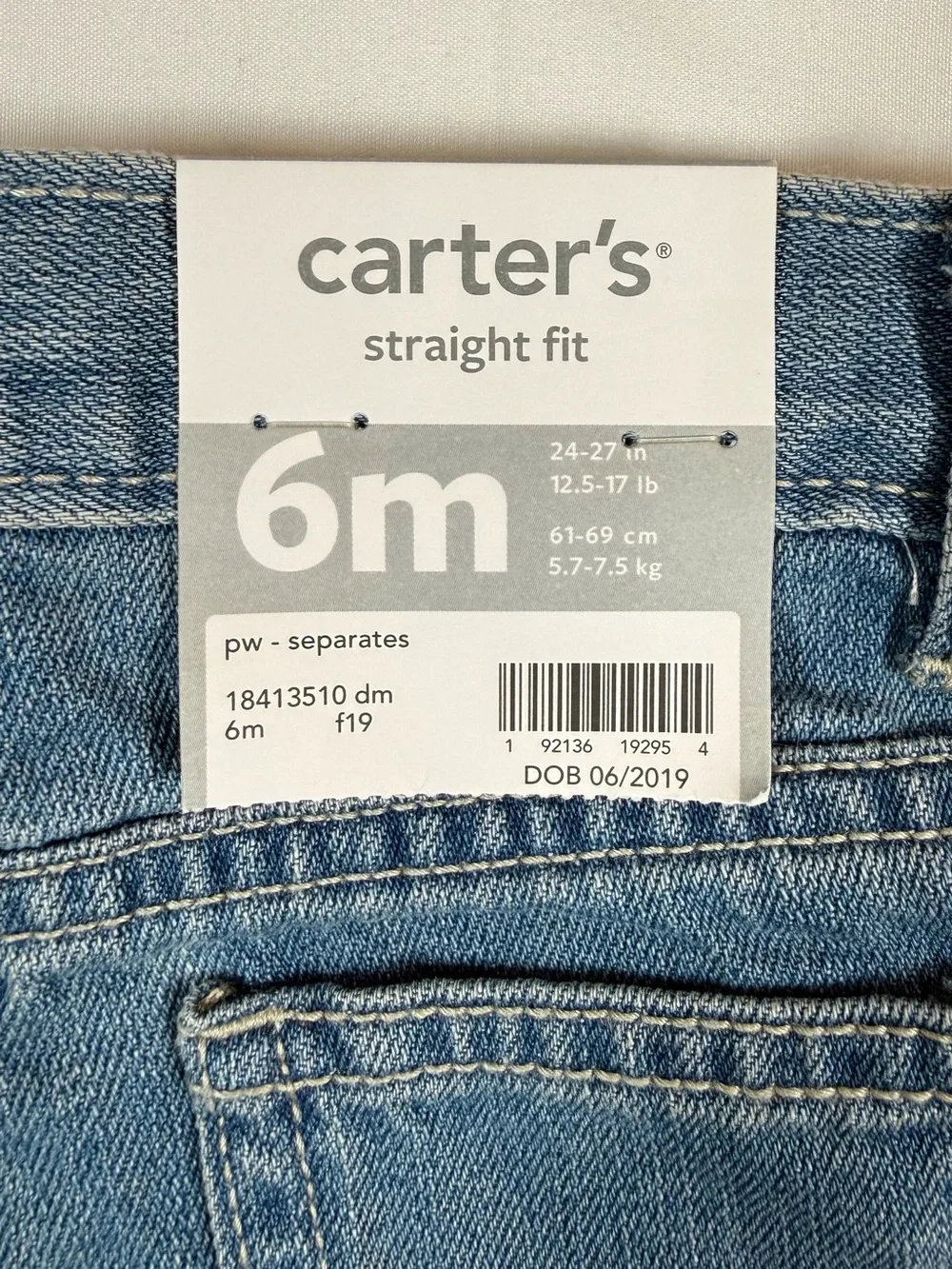 NWT CARTER’S Baby Boys Straight Fit Adjustable Waist Jeans 6M Everyday NEW